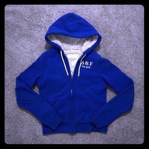 Abercrombie & Fitch Royal Blue Sherpa Hoodie - Small